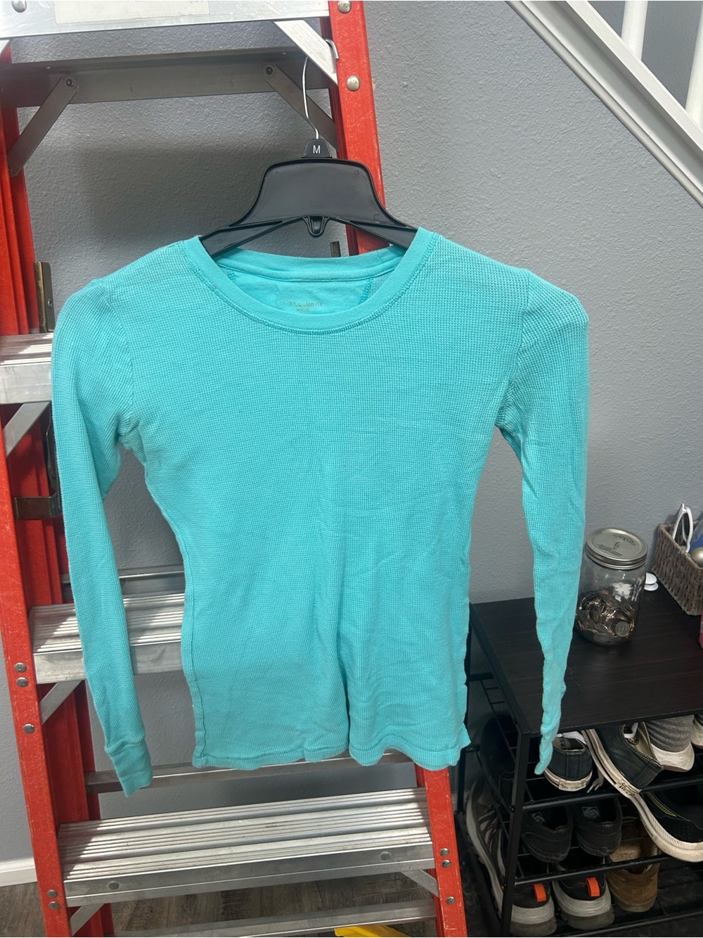 Laura Ashley Long Sleeve Tee in Aqua Blue